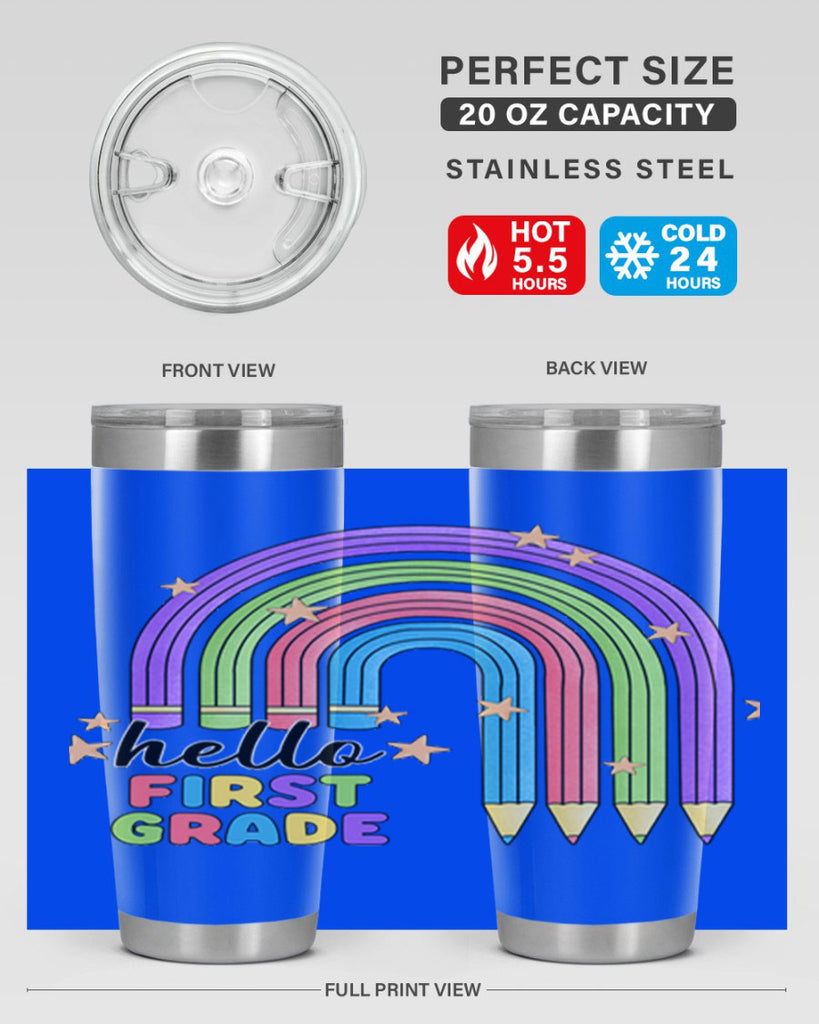 Hello 1st Grade Pencil Rainbow 14#- 1st grade- Tumbler