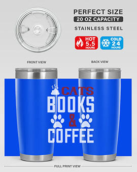 cats books and coffee Style 38#- cat- Tumbler