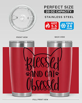 Blessed And Cat Obsessed Style 79#- cat- Tumbler