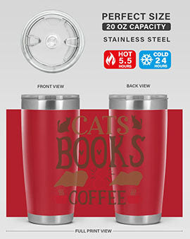 Cats Books Coffee Style 9#- cat- Tumbler