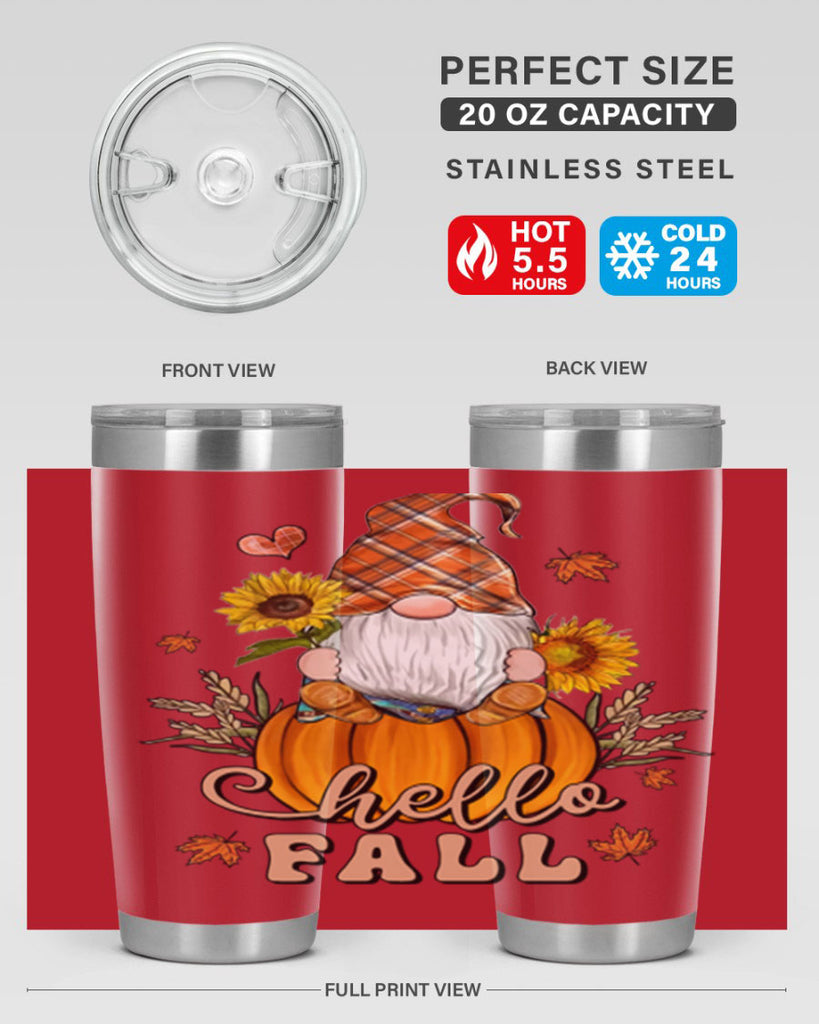 HelloFallAutumnGnome 298#- fall- Tumbler
