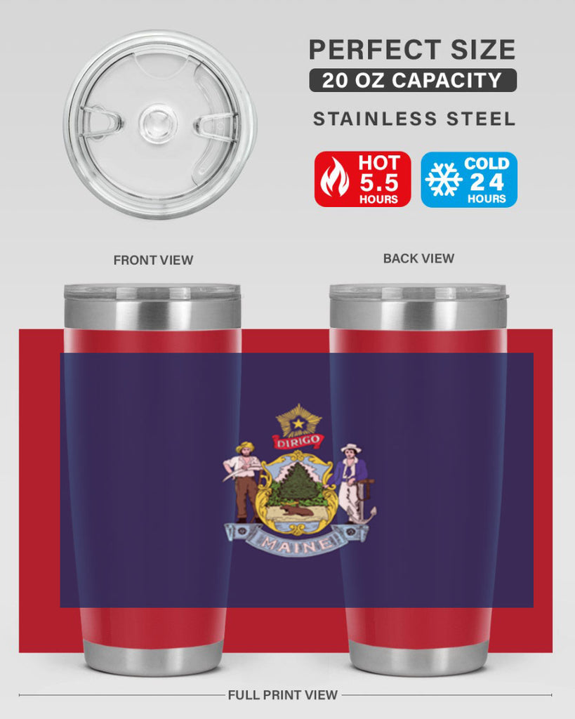 Maine 33#- Us Flags- Tumbler