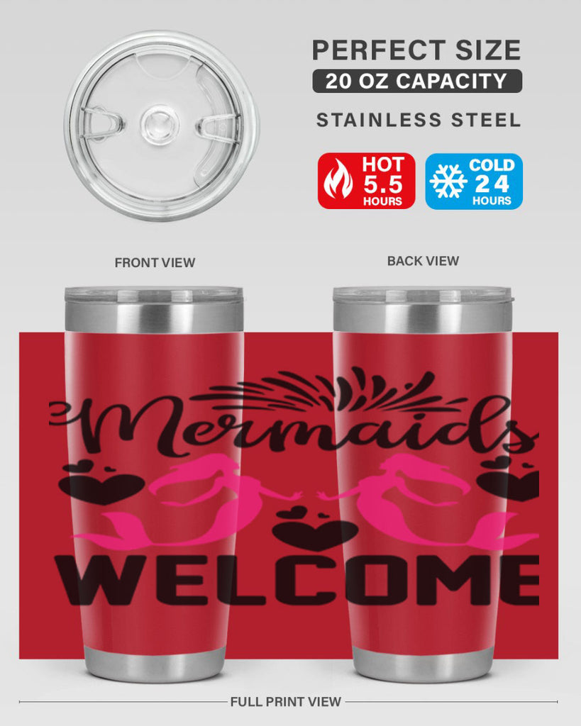 Mermaids Welcome 499#- mermaid- Tumbler