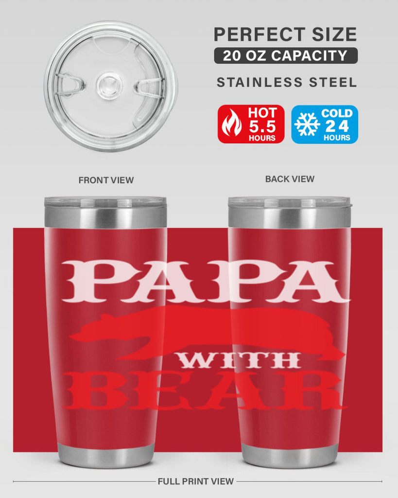 PAPA WITH BEAR 111#- grandpa - papa- Tumbler