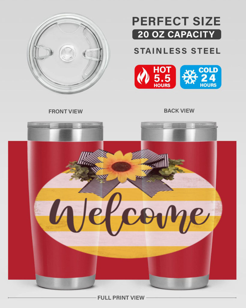 Welcome and Yellow strips Mockup564#- spring- Tumbler