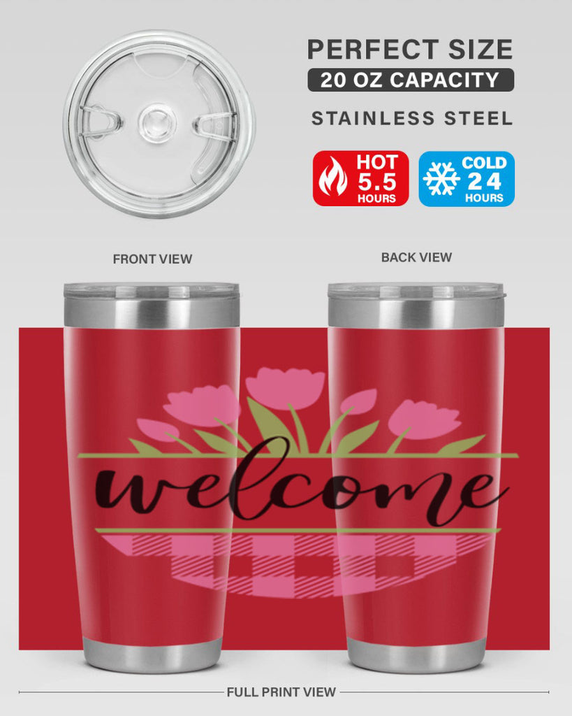 Welcome pink plaid575#- spring- Tumbler