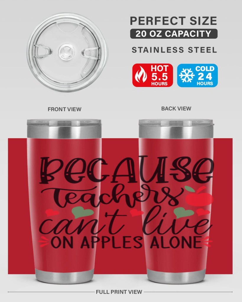 because teachers cant live on apples alone Style 192#- teacher- tumbler