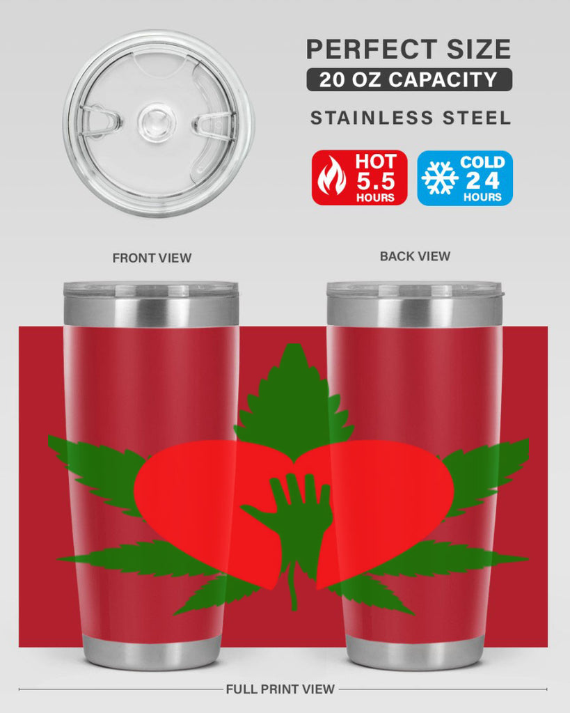 cannabis heart with hand 45#- marijuana- Tumbler