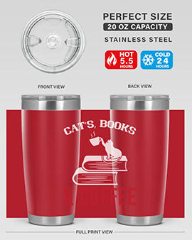 cats book and coffee Style 37#- cat- Tumbler