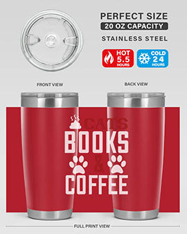 cats books and coffee Style 38#- cat- Tumbler