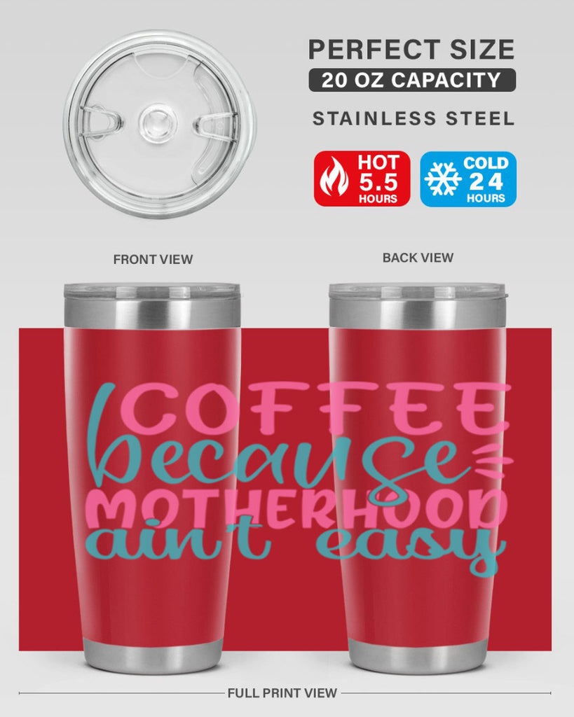 coffee becasue motherhood aint easy 352#- mom- Tumbler