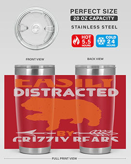 easily distracted by grizzly bears 10#- Bears- Tumbler