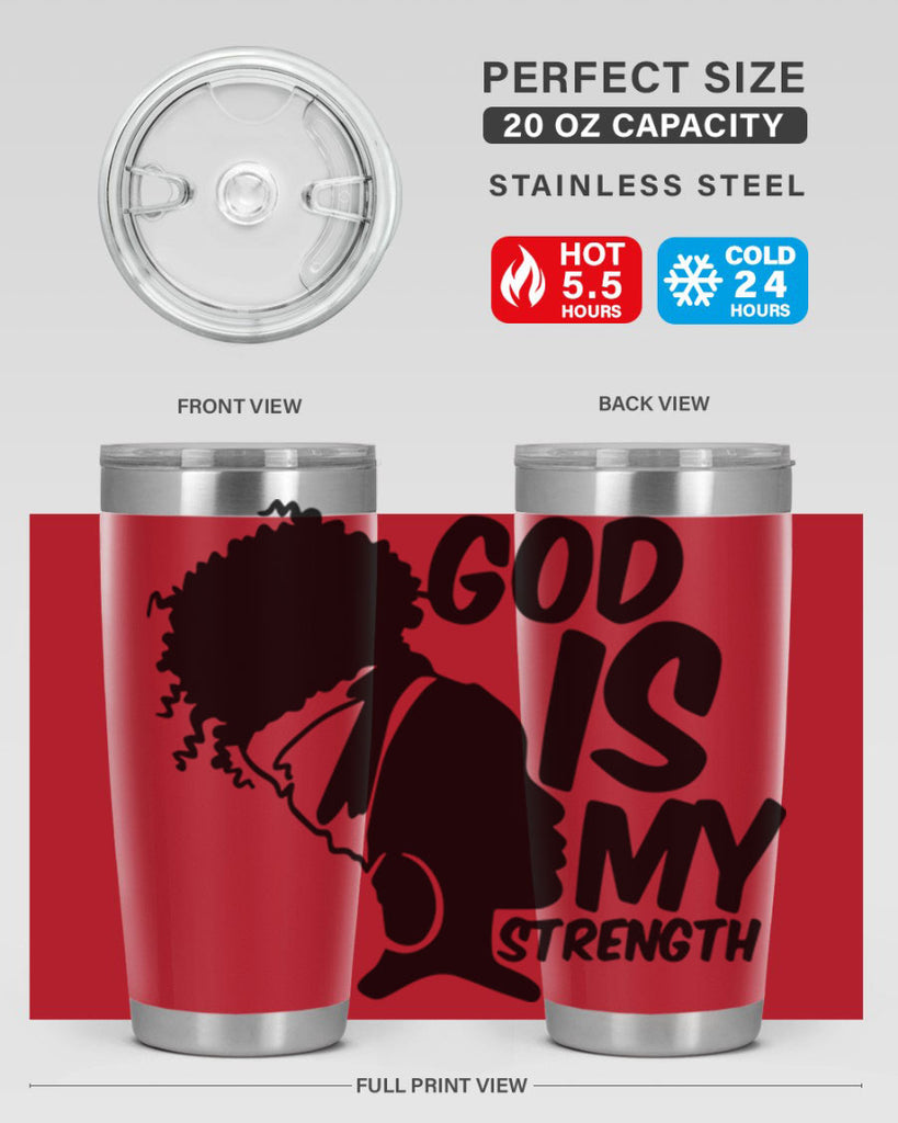 god is my strength- black words phrases- Cotton Tank