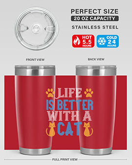 life is better with cat Style 64#- cat- Tumbler