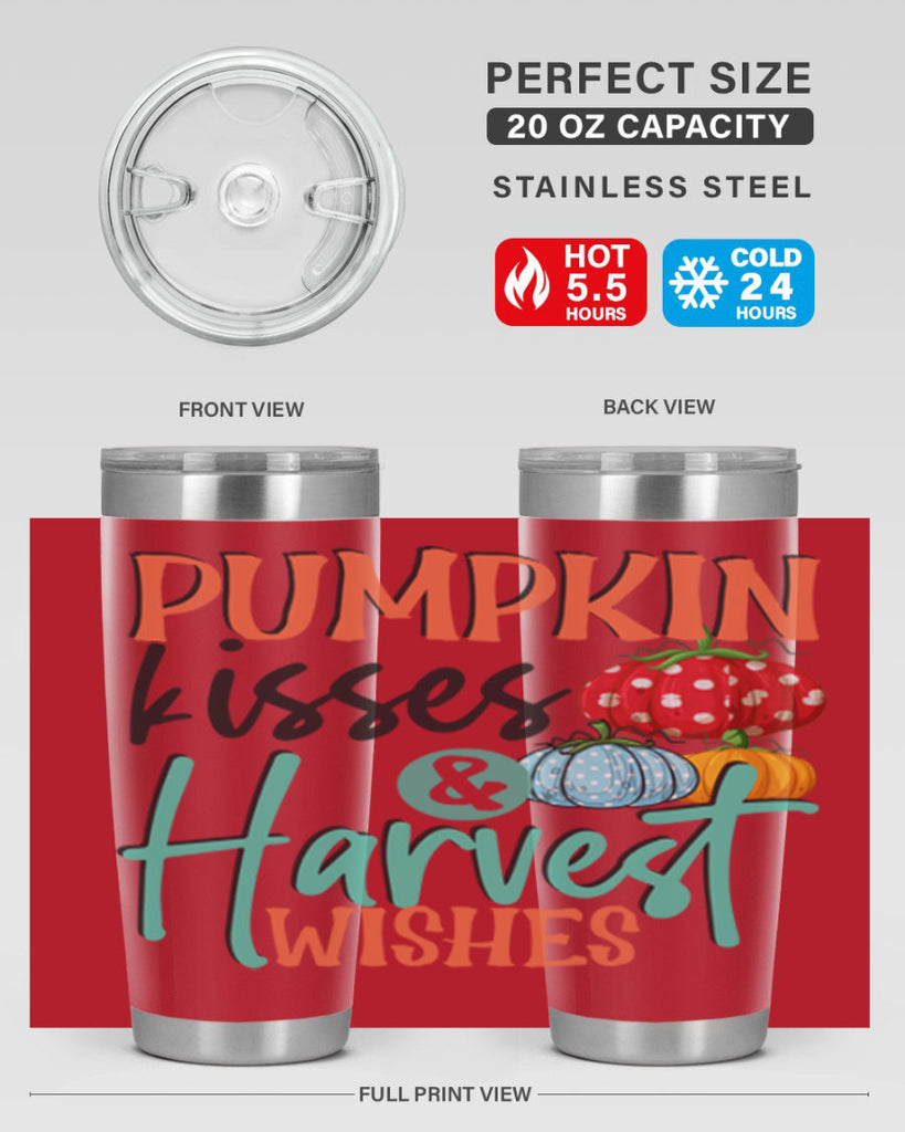 pumpkin kisses harvest wishes 526#- fall- Tumbler