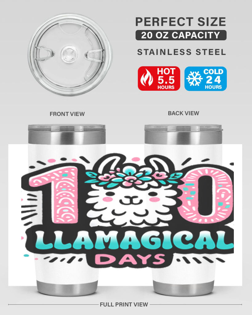 100 Llamagical Days Sublimation 35#- 100 days of school- Tumbler