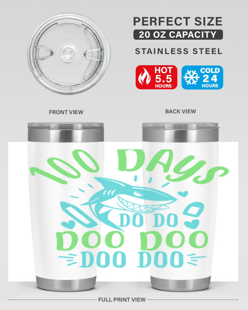 100 days shark doo doo 21#- 100 days of school- Tumbler