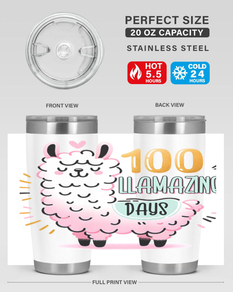 100th Day of School Llama 39#- 100 days of school- Tumbler