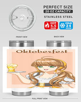 A beautiful girl with beer happy at celebrating the oktoberfest 87#- anime- Tumbler