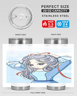 Beautiful princess silver hair with blue dress 120#- anime- Tumbler