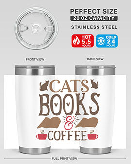 Cats Books Coffee Style 9#- cat- Tumbler