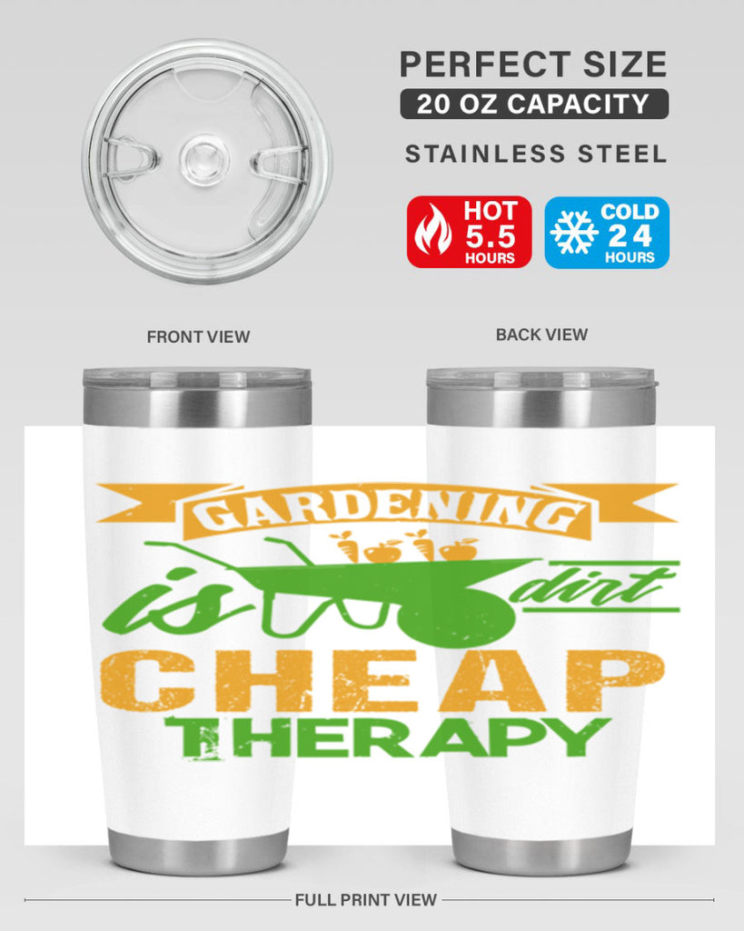 Gardening is dirt cheap therapy 62#- farming and gardening- Tumbler