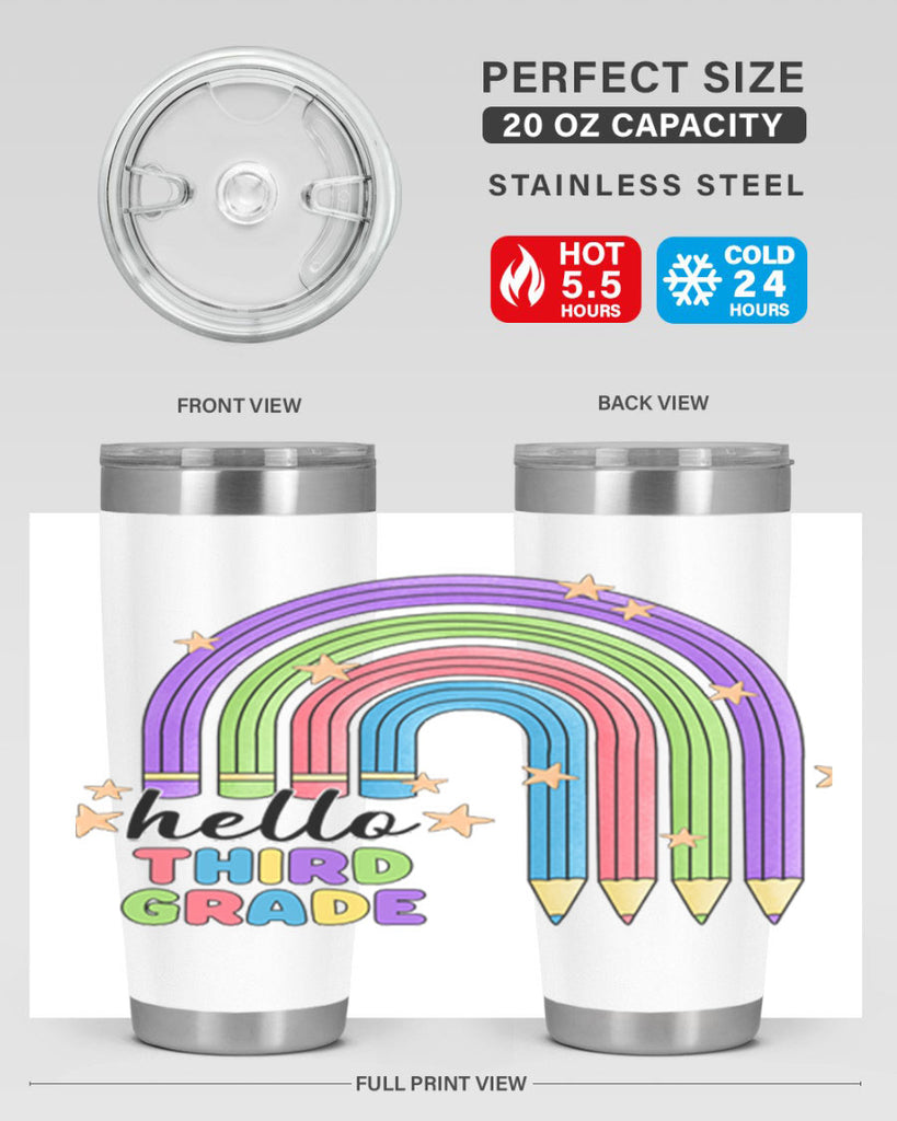 Hello 3rd Grade Pencil Rainbow 11#- 3rd grade- Tumbler