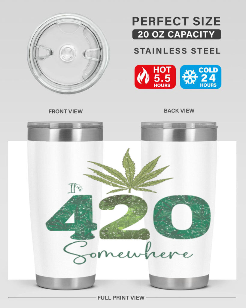 Its 420 Somewhere Sublimation 159#- marijuana- Tumbler