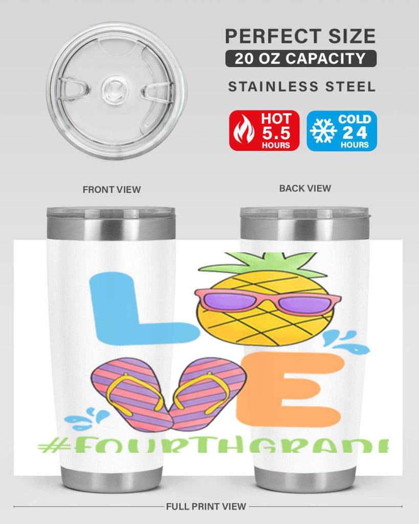 LOVE 4th Grade Summer Pineapple 18#- 4th  grade- Tumbler