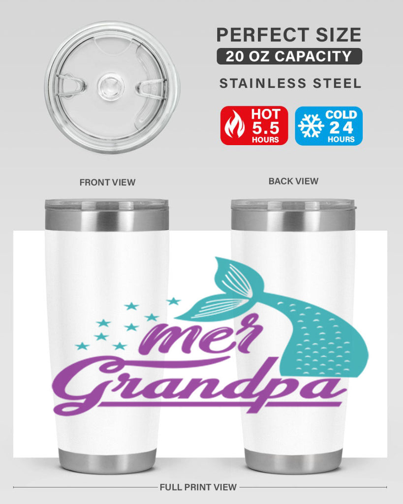 Mer Grandpa 329#- mermaid- Tumbler