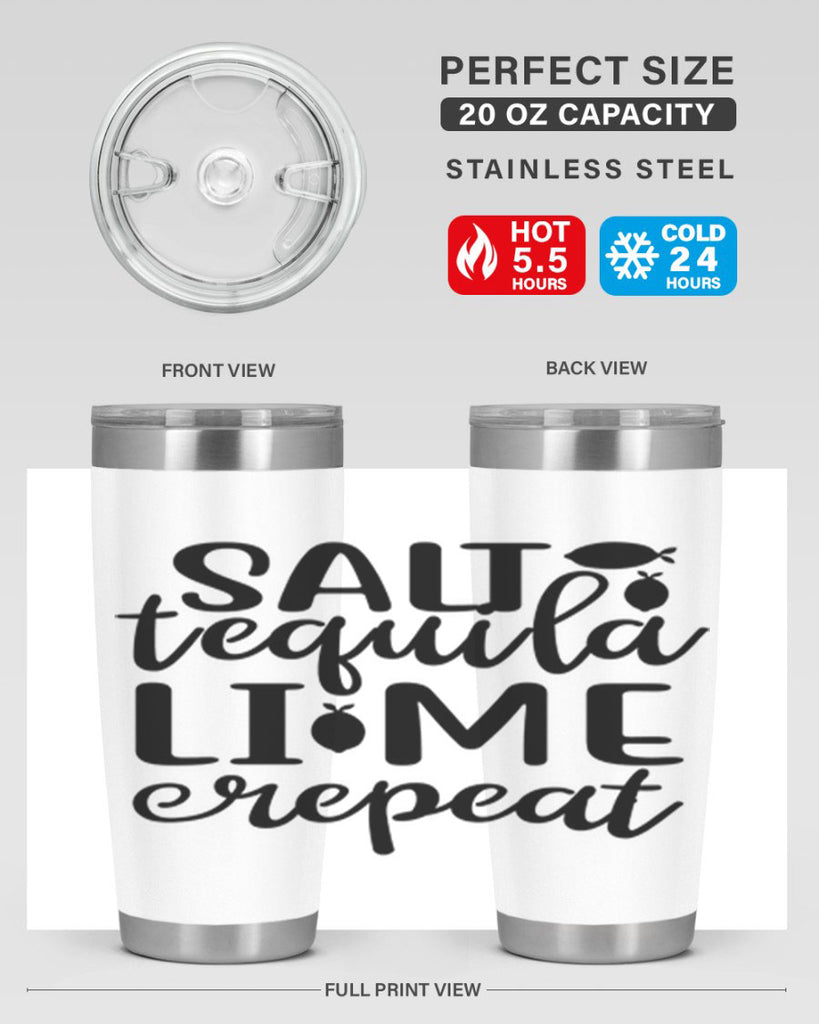 Salt tequila lime repeat 558#- mermaid- Tumbler