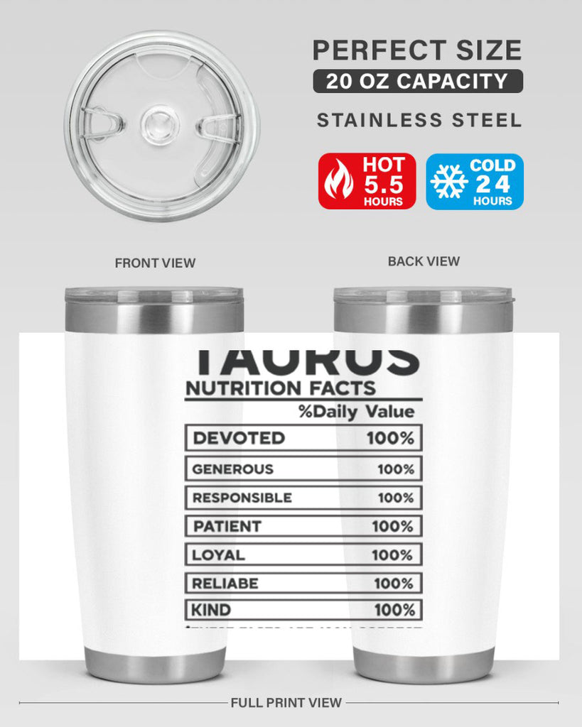 Taurus Nutrition Facts 490#- zodiac- Tumbler