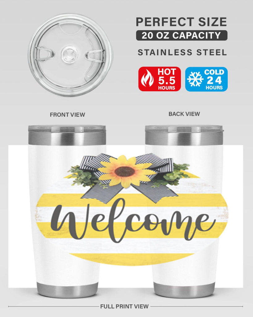 Welcome and Yellow strips Mockup564#- spring- Tumbler