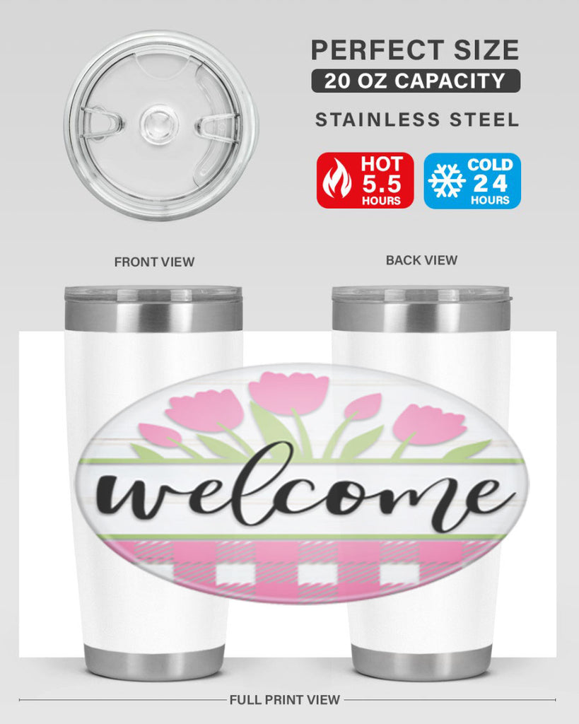 Welcome pink plaid Mockup574#- spring- Tumbler