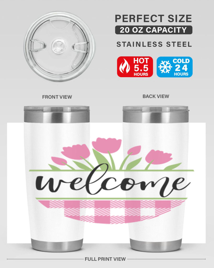 Welcome pink plaid575#- spring- Tumbler