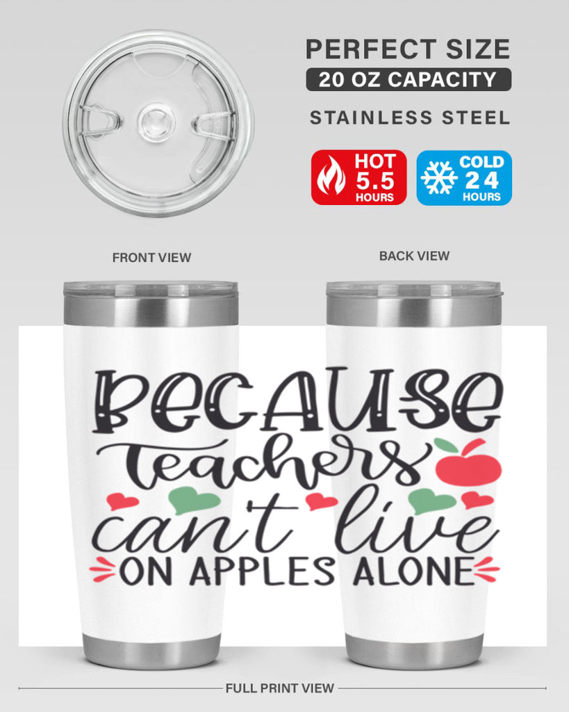 because teachers cant live on apples alone Style 192#- teacher- tumbler