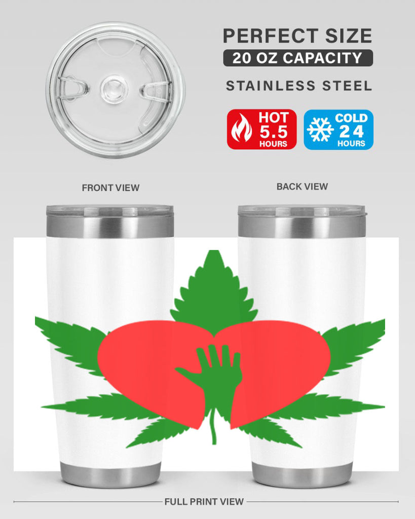 cannabis heart with hand 45#- marijuana- Tumbler