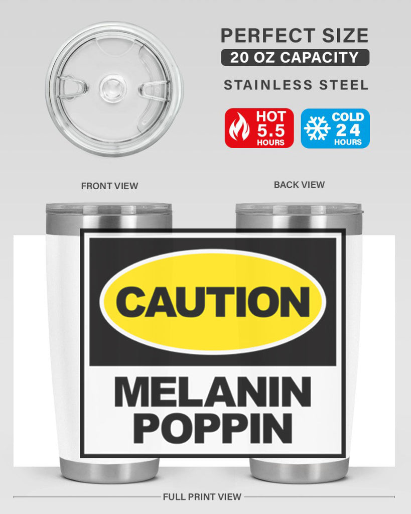 caution melanin poppin 188#- black words phrases- Cotton Tank