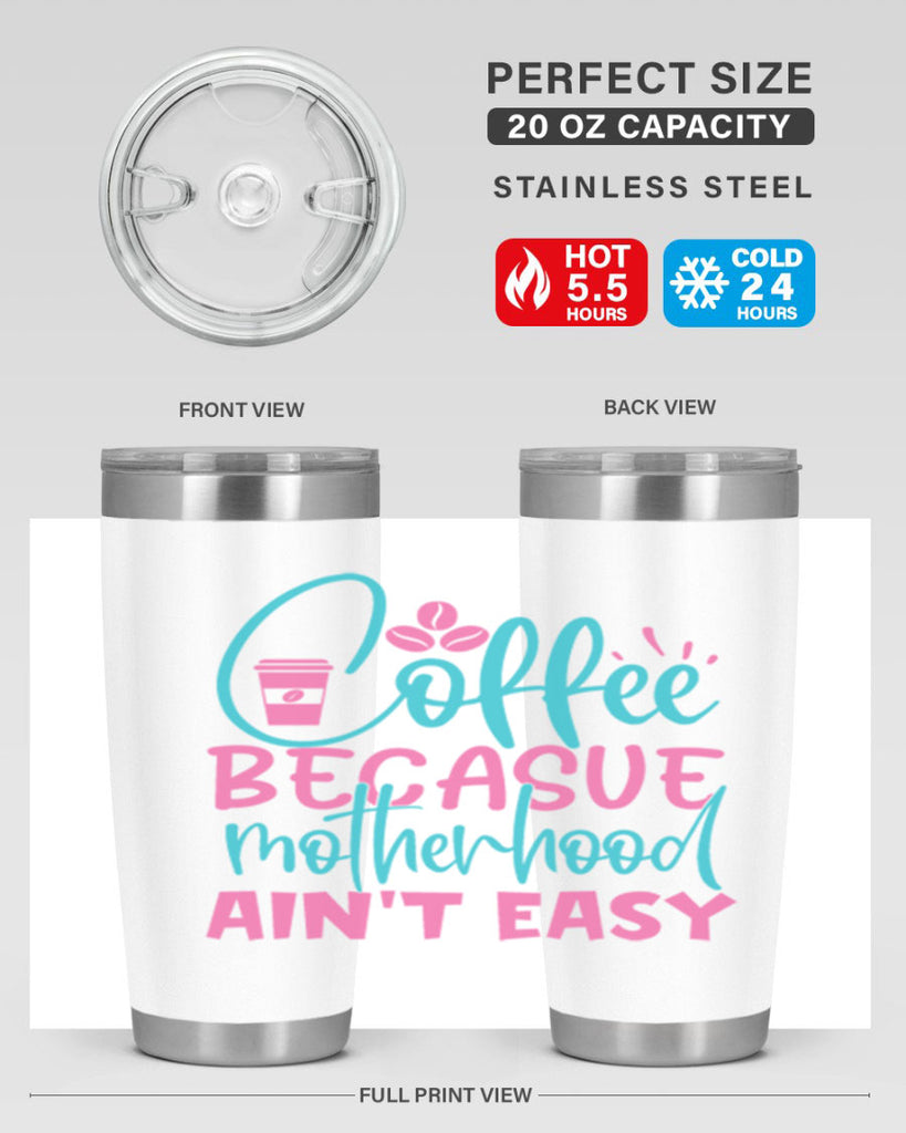 coffee becasue motherhood aint easy 351#- mom- Tumbler