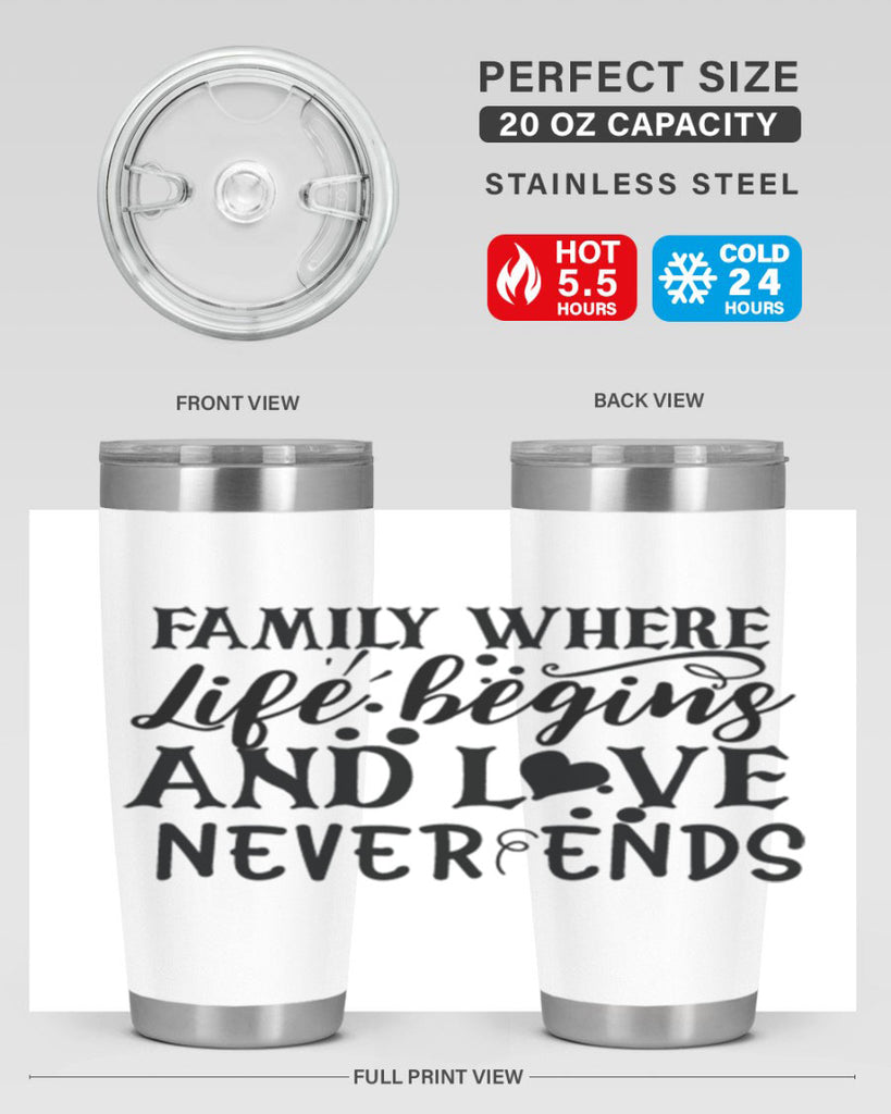 family where life begins and love never ends 33#- family- Tumbler