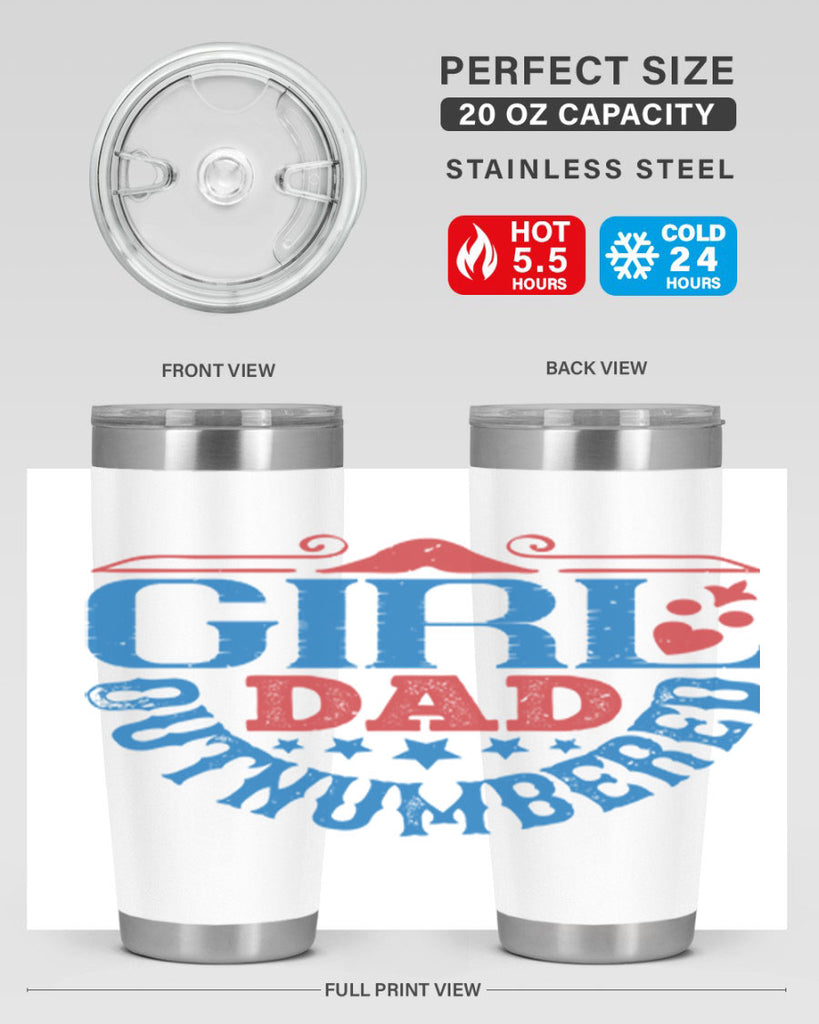 girl dad outnumbered 219#- fathers day- Tumbler