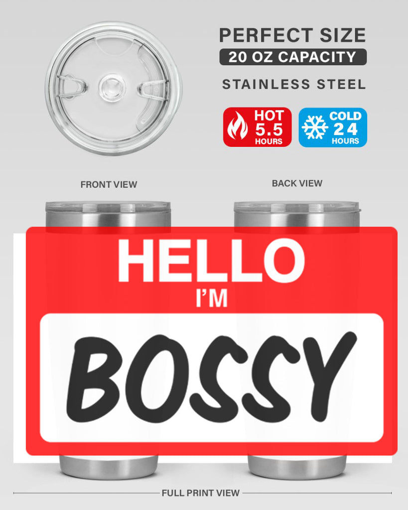 hello im bossy 132#- black words phrases- Cotton Tank