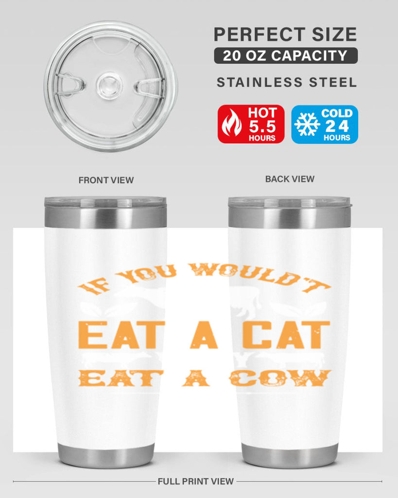 if you wouldt eat a cat why eat a cow 126#- vegan- Tumbler