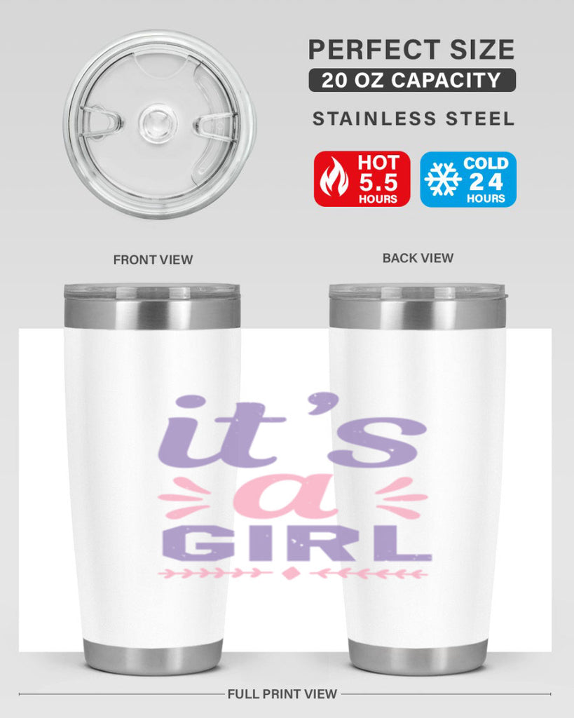 its a girl Style 32#- baby shower- tumbler