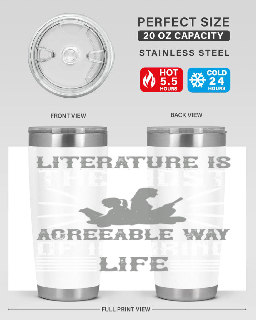 literature is the most agreeable way of ignoring life 61#- reading- Tumbler