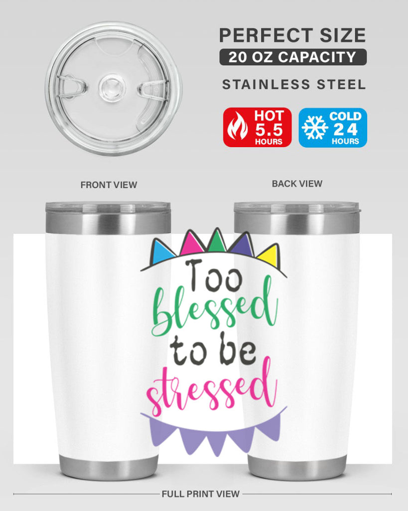too blessed to be stressed- black words phrases- Cotton Tank