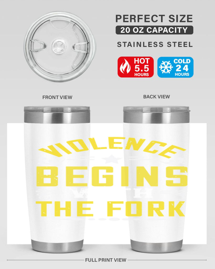 violence begins with the fork 11#- vegan- Tumbler
