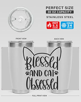 Blessed And Cat Obsessed Style 79#- cat- Tumbler