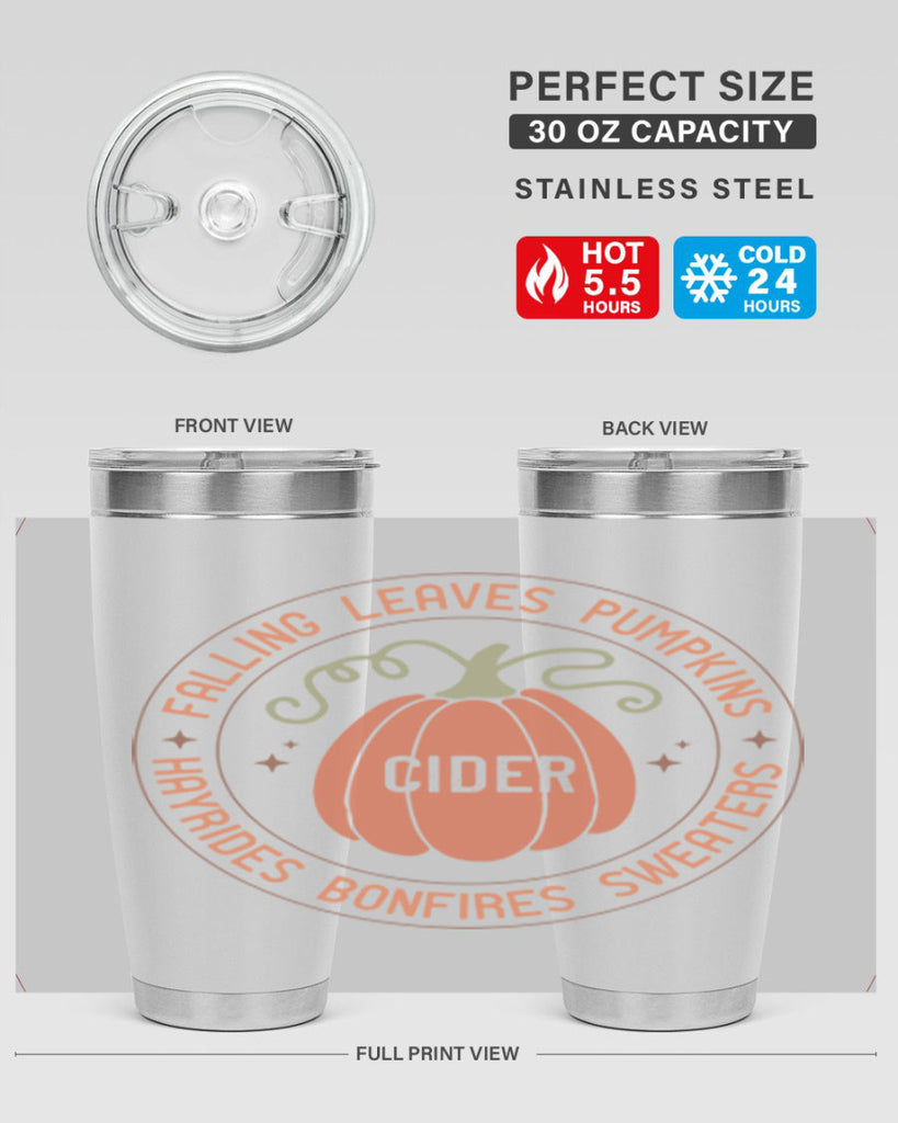 Falling Leaves Pumpkins Cider Hayrides Bonfires Sweaters 168#- fall- Tumbler