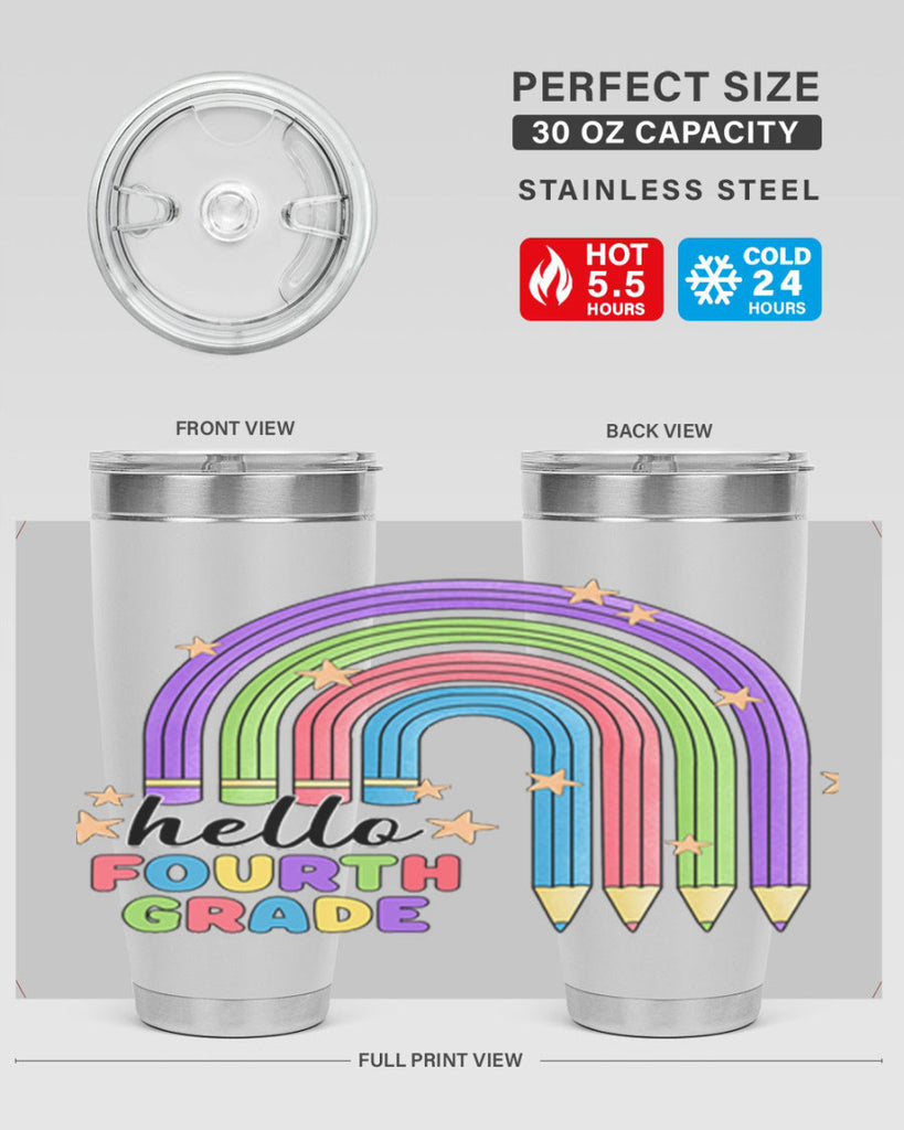 Hello 4th Grade Pencil Rainbow 12#- 4th  grade- Tumbler